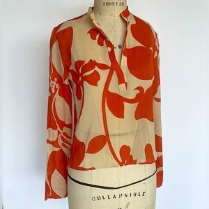 Theory Stretch-Silk Floral Blouse